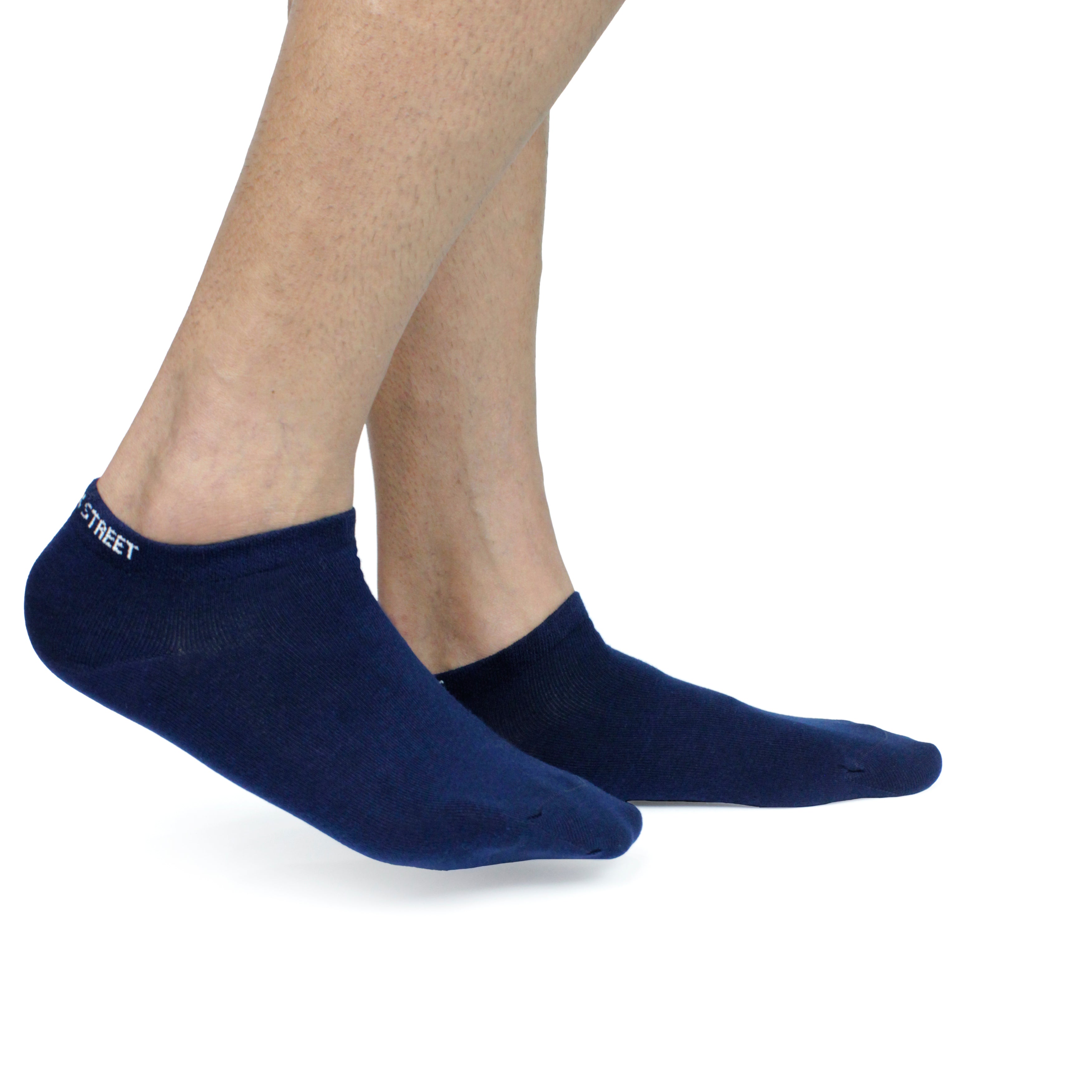 Blue ankle socks from The Sock Street, soft combed cotton, durability for daily wear.
