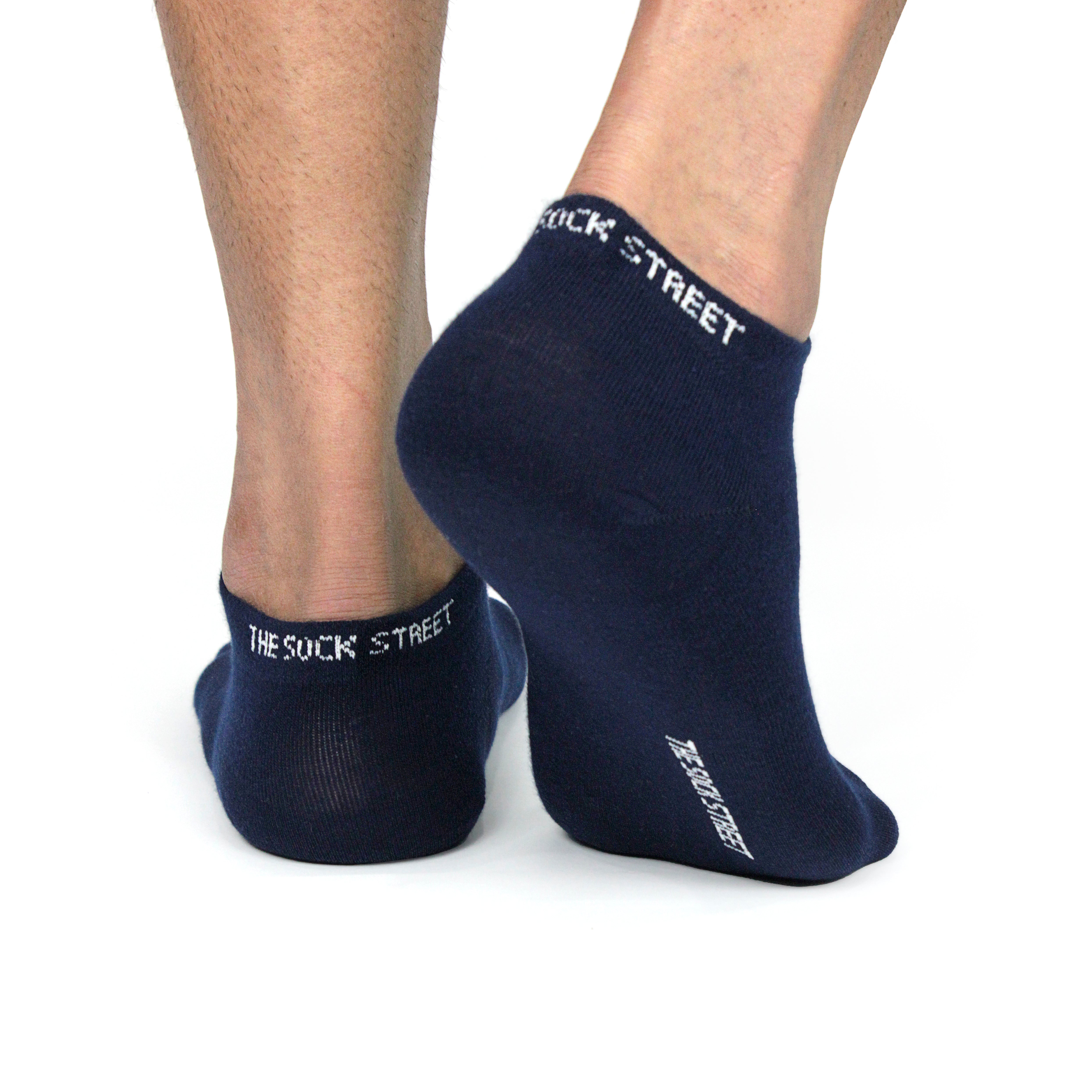 Blue ankle socks from The Sock Street, soft combed cotton, durability for daily wear.
