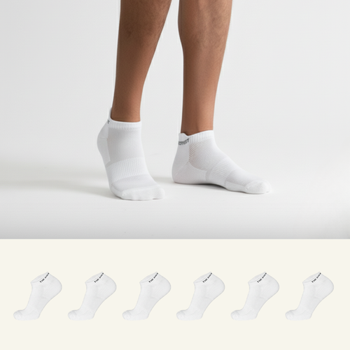 Sports Running Ankle Socks White Pack of 6