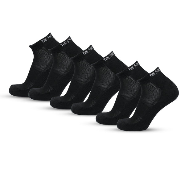 Men Sports Cushioned Low Ankle Socks- Black (3 Pair)