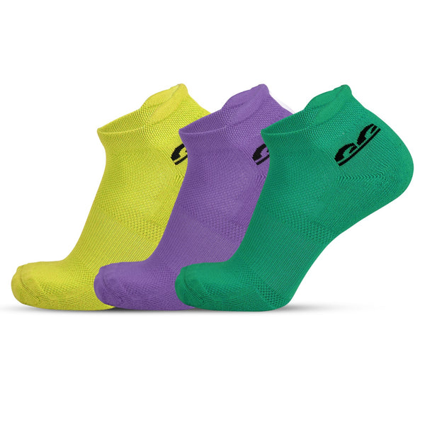 Sports Running Ankle Socks-Mardi Gras Pack of 3
