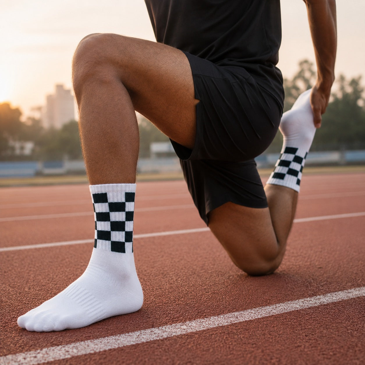 Sports Running Crew Socks-Checkmate Pack Of 3