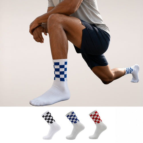 Sports Running Crew Socks-Checkmate Pack Of 3
