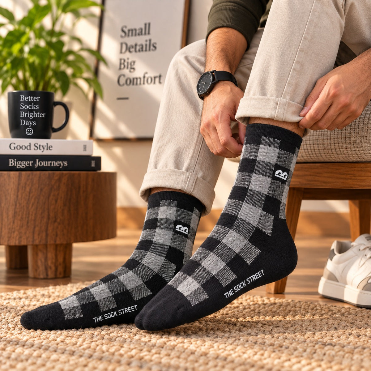 Cabin Check  Pack Of 3 - Crew Socks