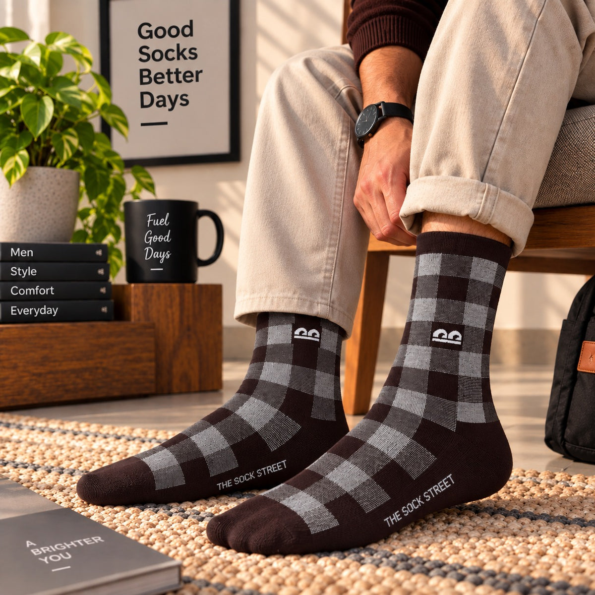 Cabin Check  Pack Of 3 - Crew Socks