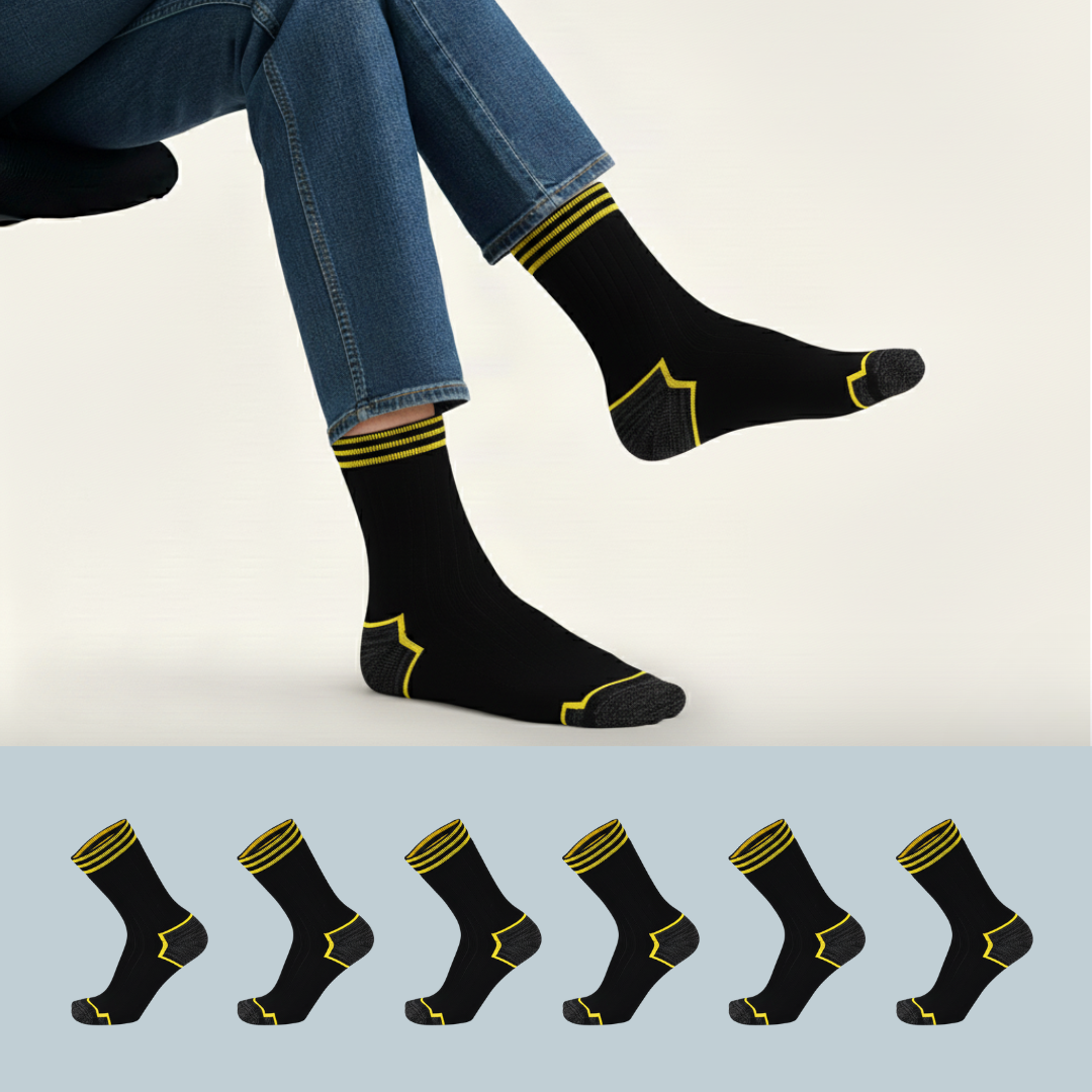 Full Terry Crew Socks-Black Carnival Pack of 6