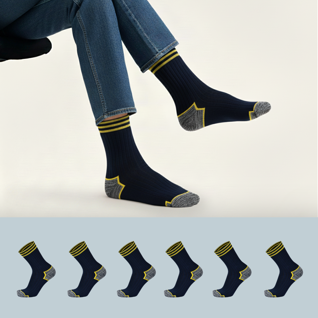 Full Terry Crew Socks-Blue Pack of 6