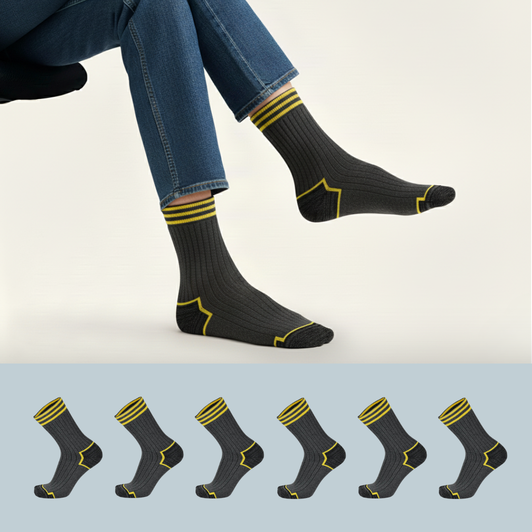 Full Terry Crew Socks-Grey Pack of 6