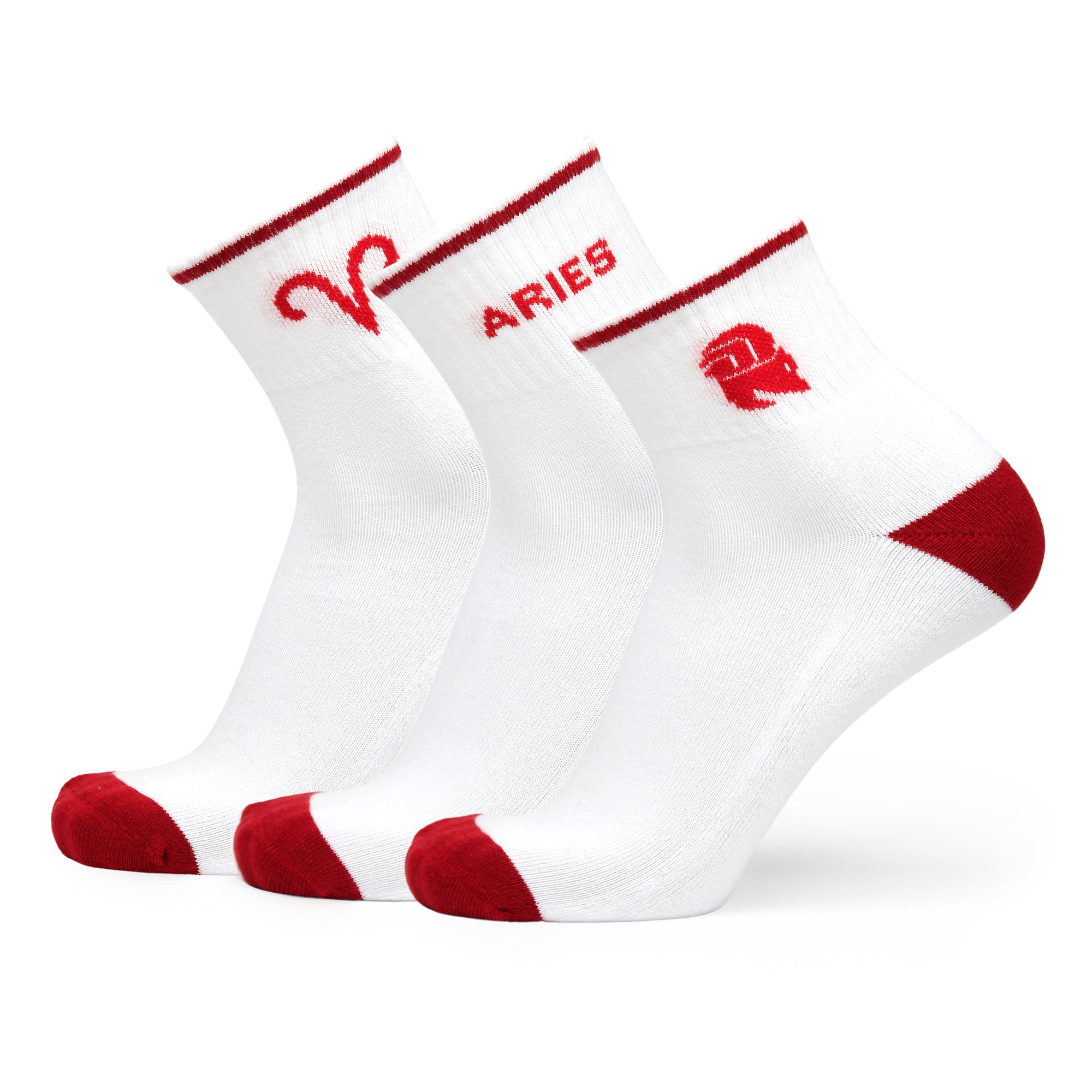 Design Aries Ankle Socks-White Base Pack of 3