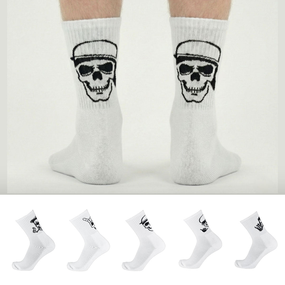 Design Everyday Crew Socks - Ink Skull Pack of 5