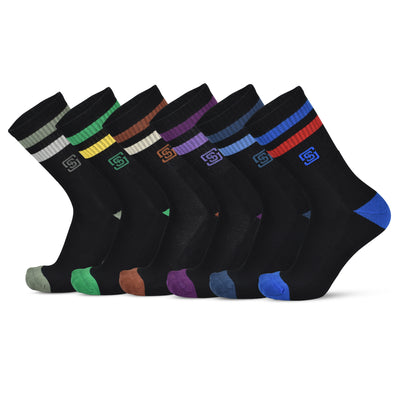 Sports Running Crew Socks-Z Black Pack of 6