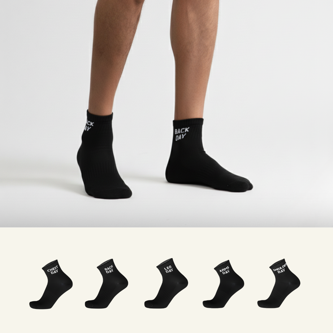Gym black ankle socks pair of 5, premium cotton comfort, build for sports and runs from The Sock Street.