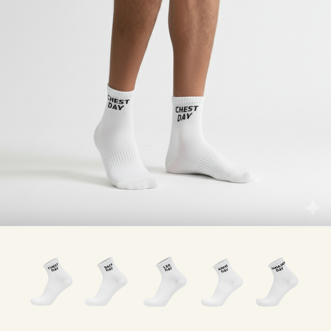 White workout-days ankle socks pack of 5 from The Sock Street, soft cotton comfort during workouts.