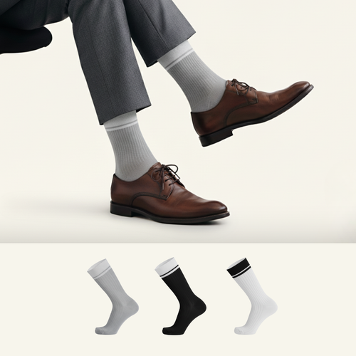 Multicolor formal crew socks black, white, grey pack of 3, premium bamboo and durabilitty - The Sock Street.