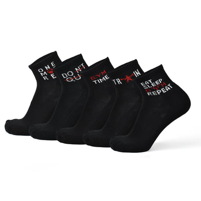 Sports GYM 9 Ankle Socks-Black Pack of 5