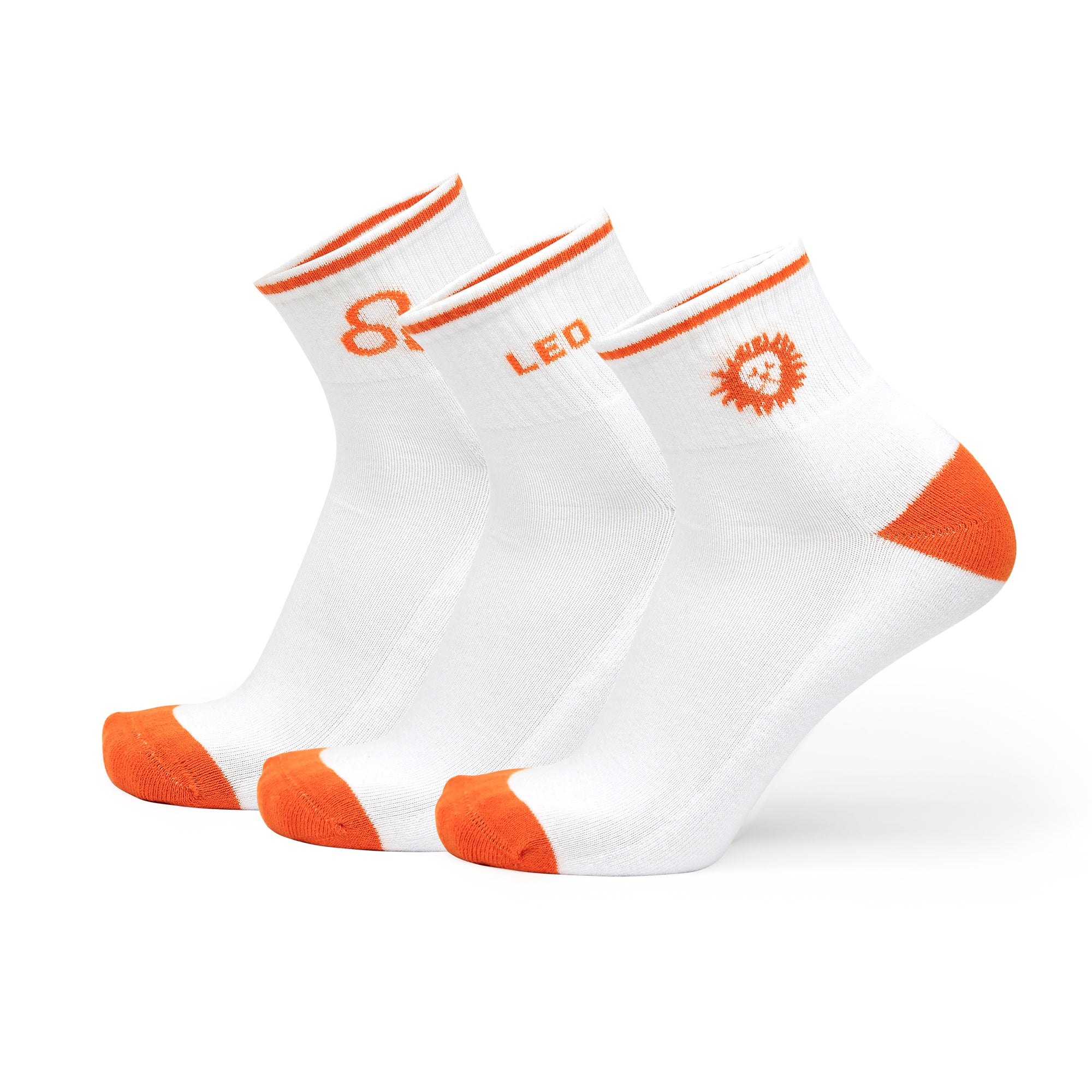 Design Leo Ankle Socks-White Base Pack of 3