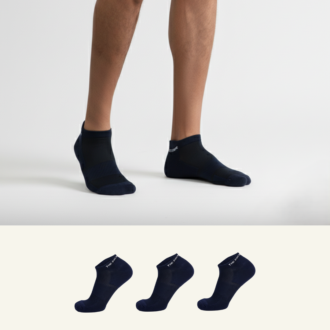 Sports Running Ankle Socks Blue Pack of 3