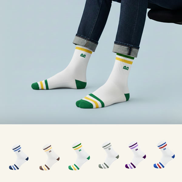 Sports Running Crew Socks-Multicolor Stripe Pack of 6