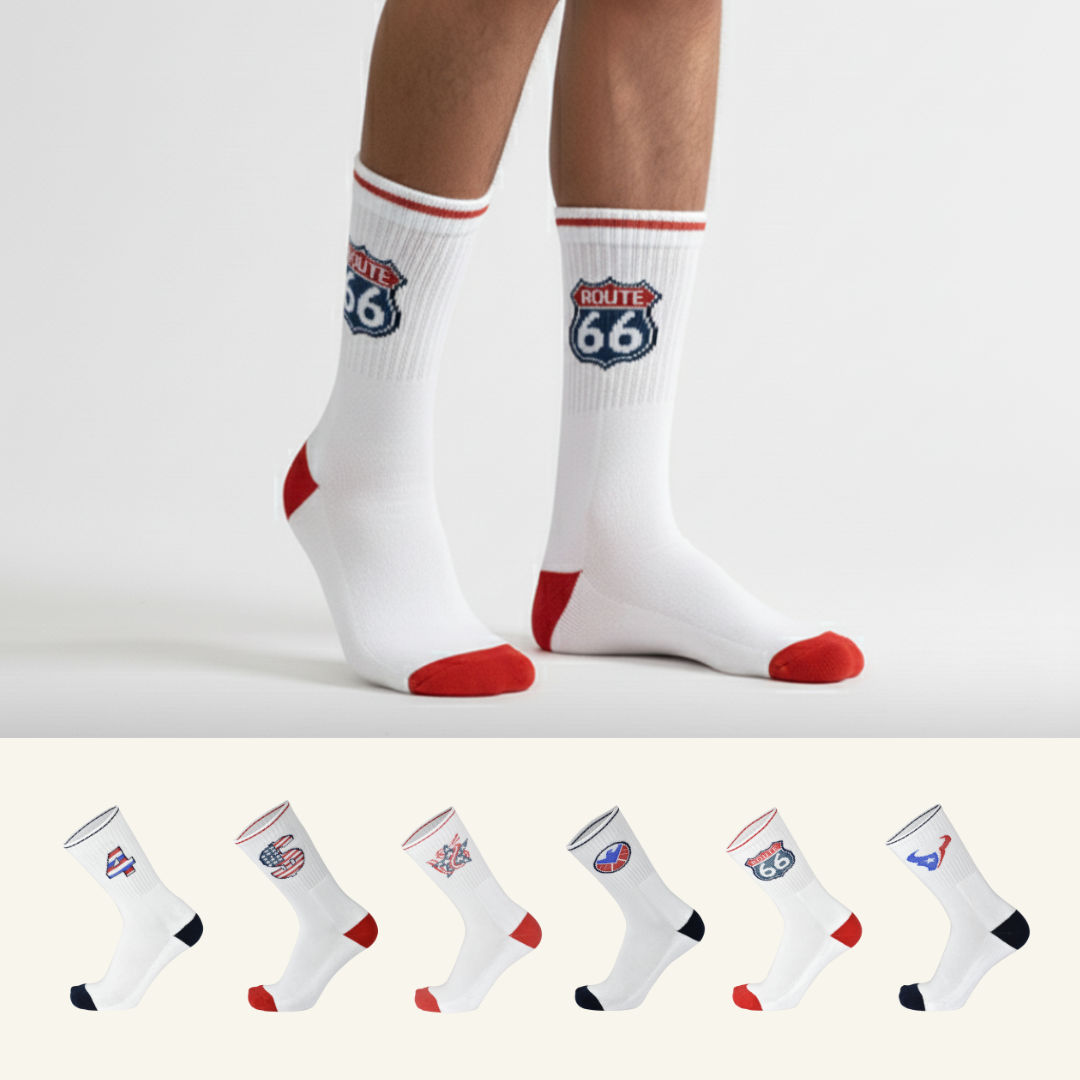 Sports All Purpose Crew Socks-White Base Pack of 6