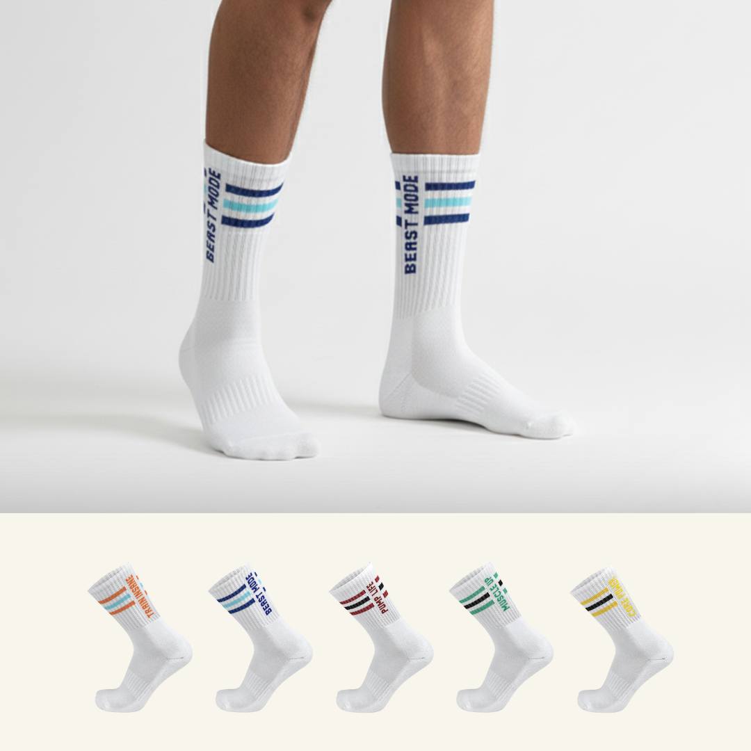 Sports GYM 11 Crew Socks-Colored Stripe Pack of 5
