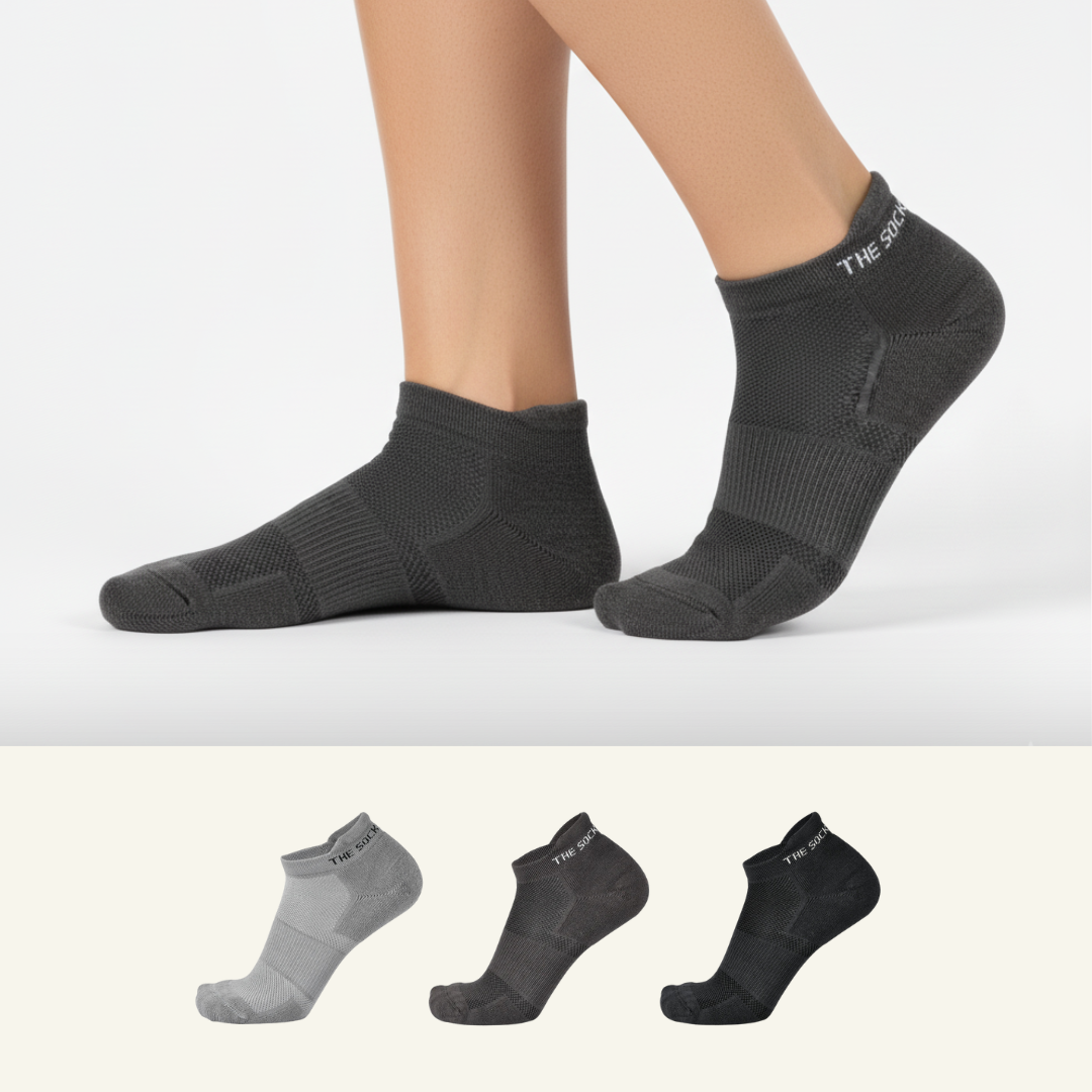 Sports Running Ankle Socks Grey Pack of 3
