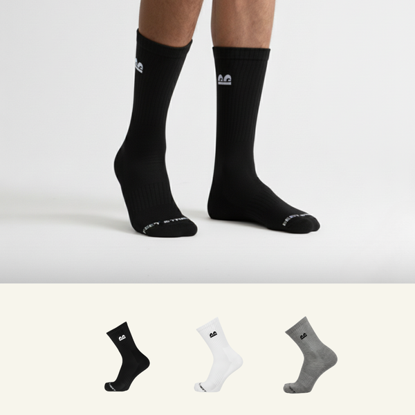 Sports Running Crew Socks-Classic Monochrome Pack of 3