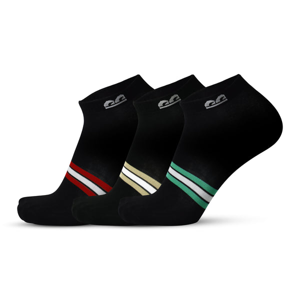 Sports Running Ankle Socks - Carnival Black (3 Pair)