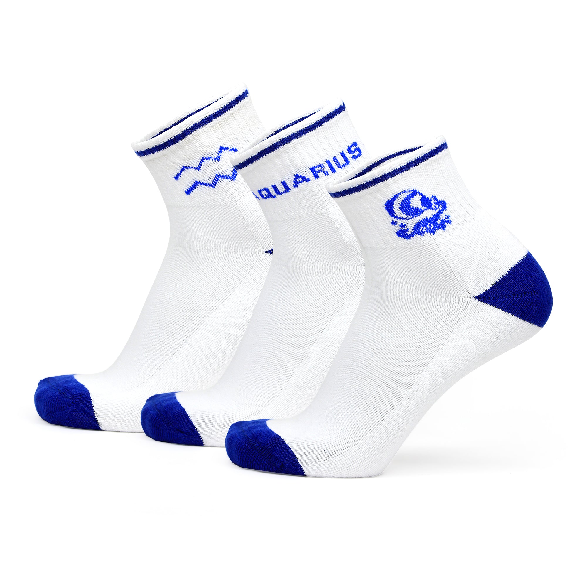 Design Aquarius Ankle Socks-White Base Pack of 3