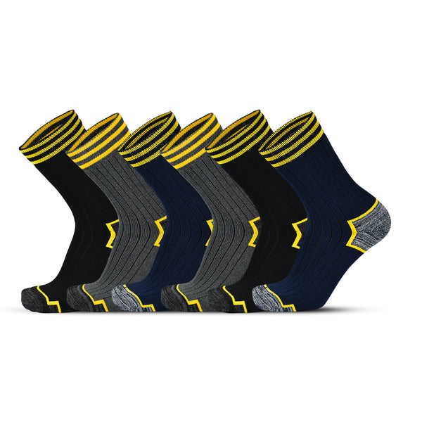 Men Sports Extra Cushioned Crew Multi Color Socks (6 Pair)