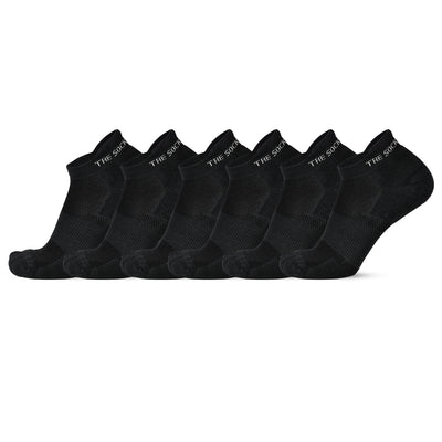Sports Running Ankle Socks Solid Black Pack of 6