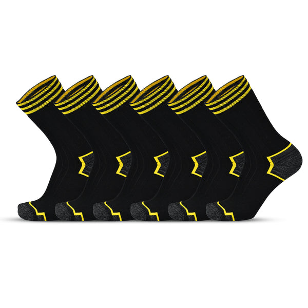 Men Sports Extra Cushioned Crew Black Socks (6 Pair)