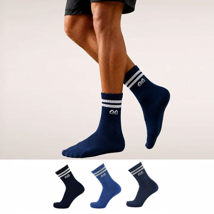 Sports Running Crew Socks-Indigo Stride Pack of 3