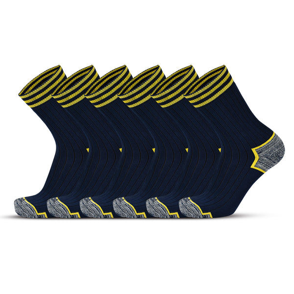 Men Sports Extra Cushioned Crew Navy Blue Socks (6 Pair)