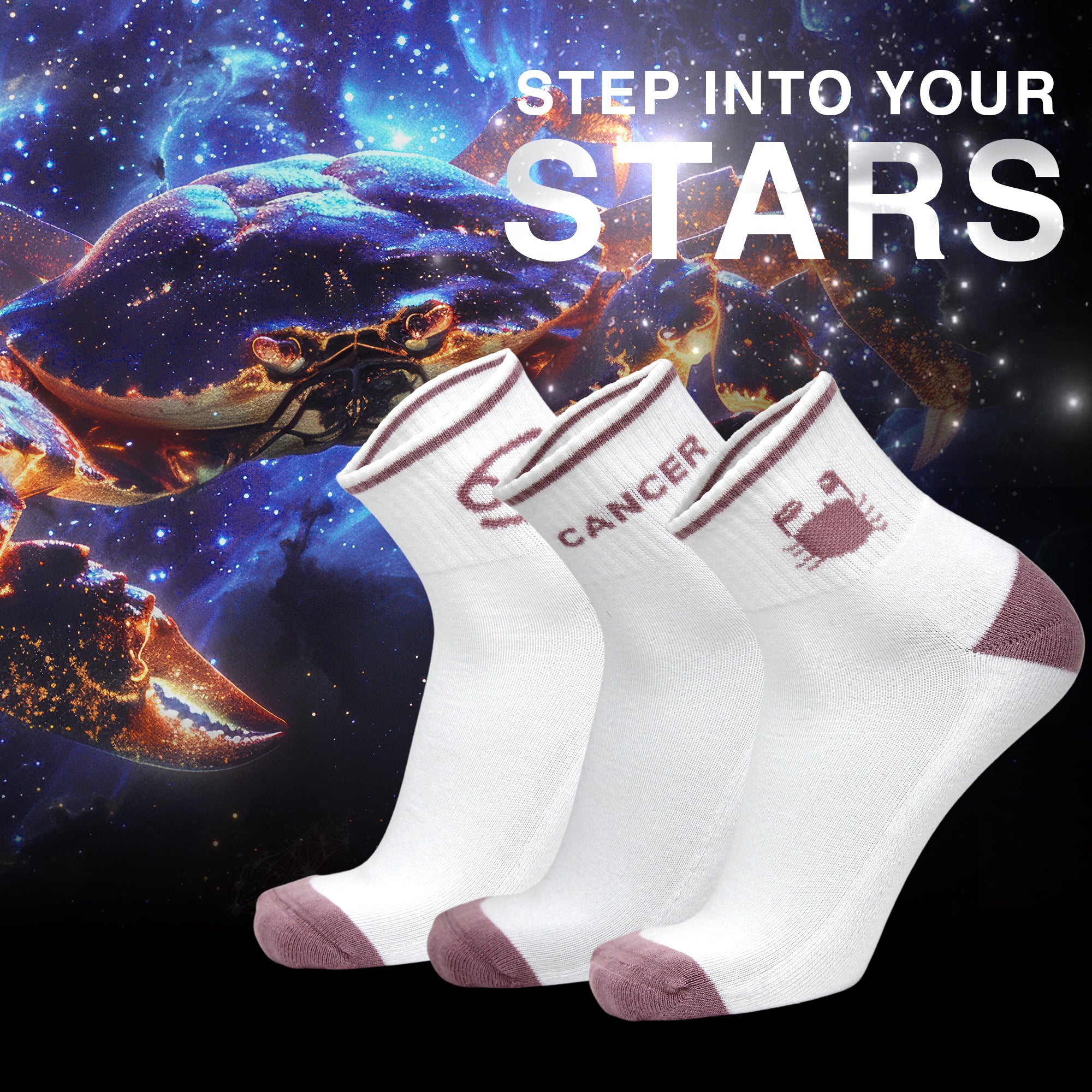Design Cancer Ankle Socks-White Base Pack of 3