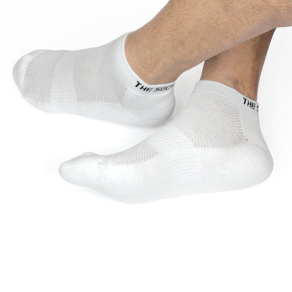 Sports Running Ankle Socks-All White Pack of 3