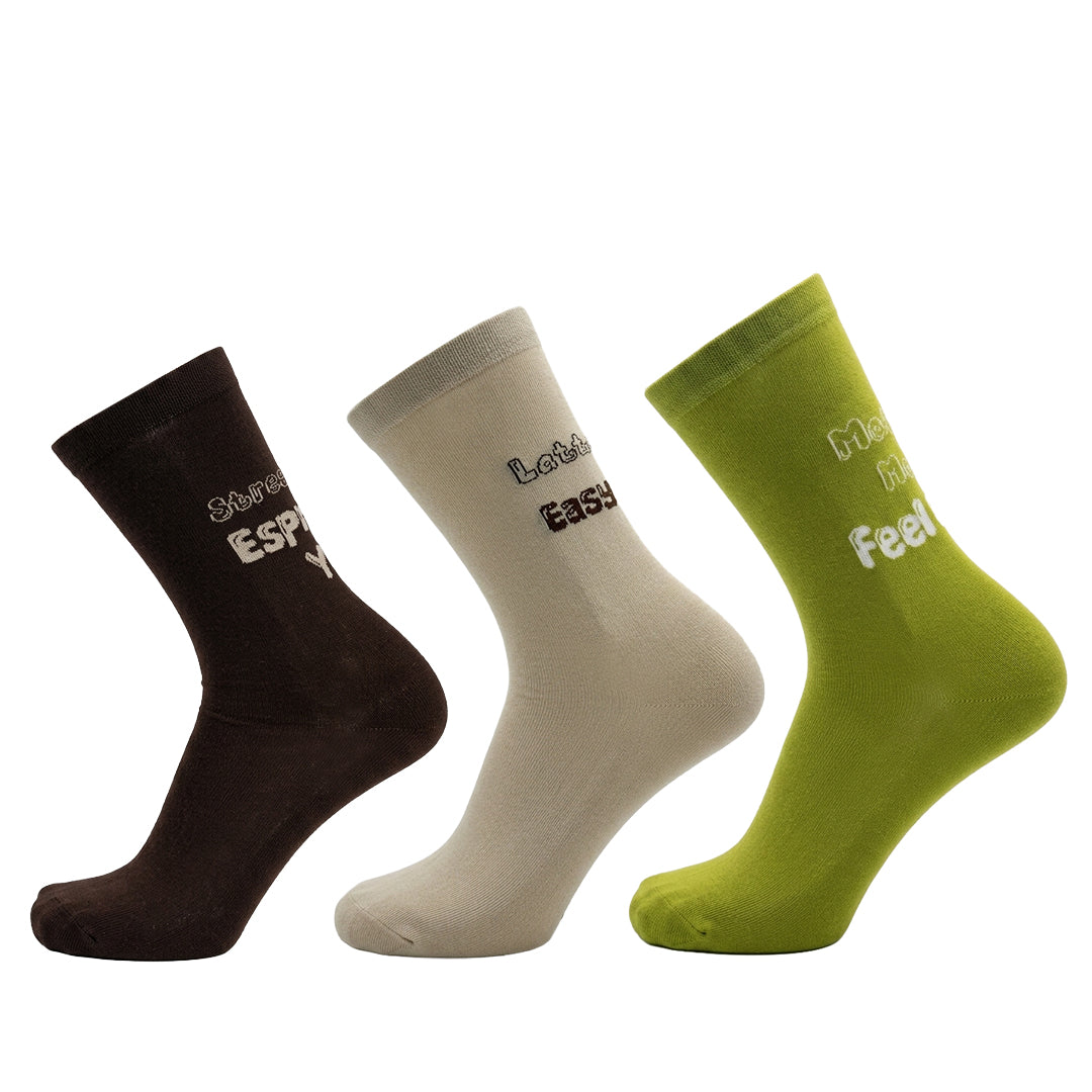 Coffee Pack Of 3-Crew Socks