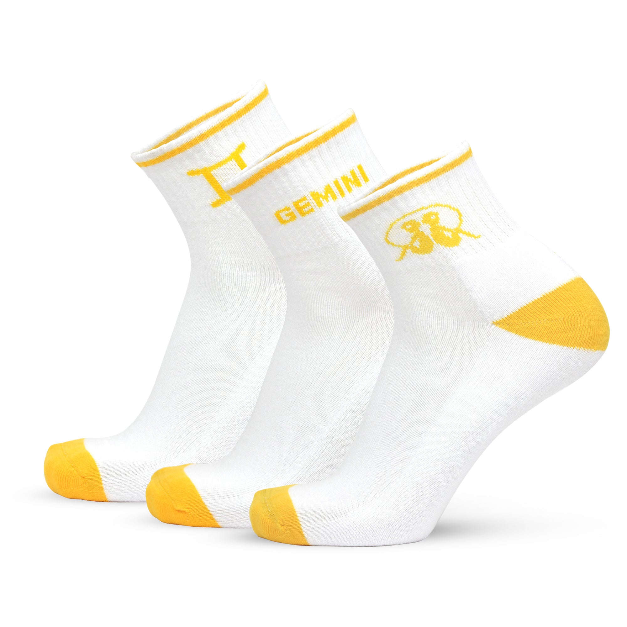 Design Gemini Ankle Socks-White Base Pack of 3