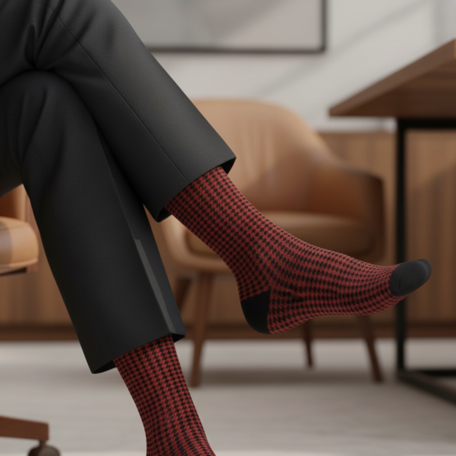 Formal Design Crew Socks-The Gentleman's Red Pack of 3