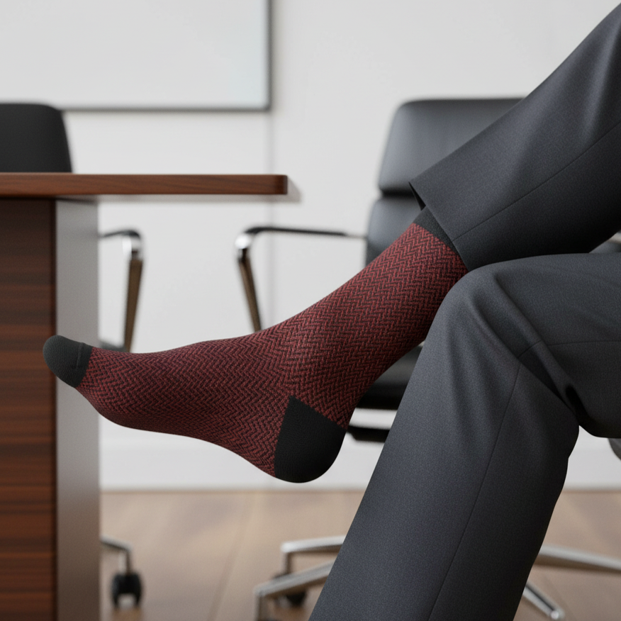 Formal Design Crew Socks-The Gentleman's Red Pack of 3