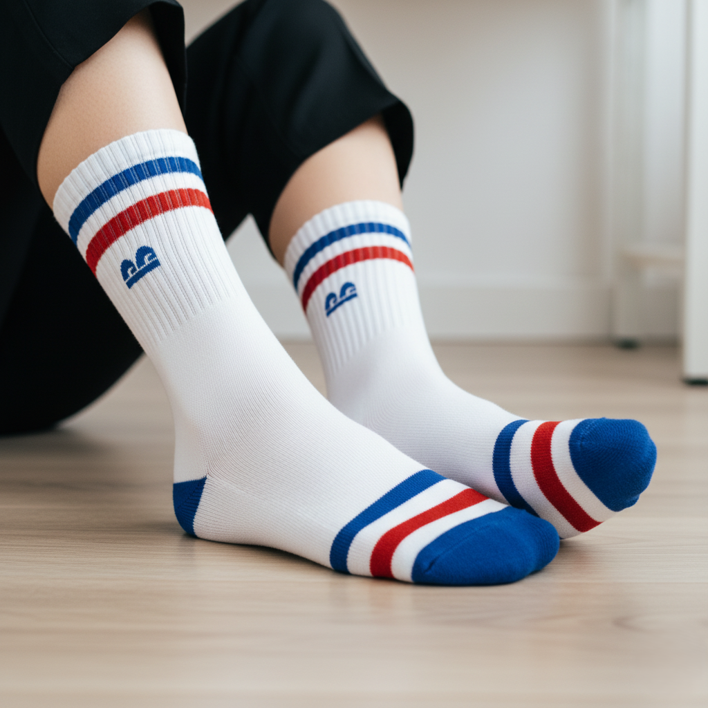 Sports Running Crew Socks-Color Stripe Pack of 3