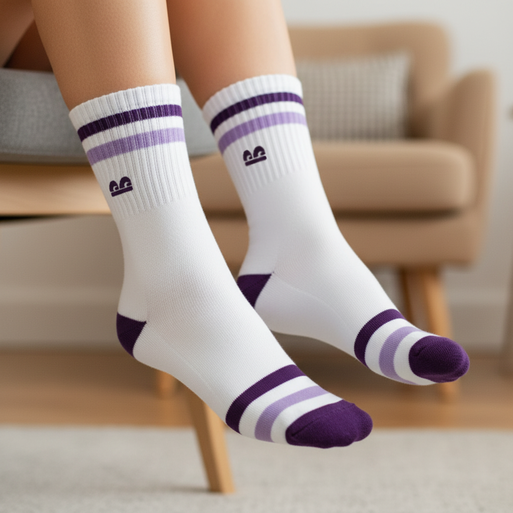 Sports Running Crew Socks-Color Stripe Pack of 3