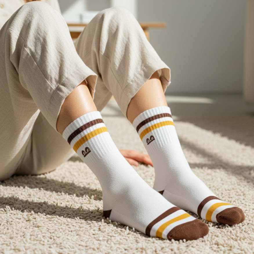 Sports Running Crew Socks-Multicolor Stripe Pack of 6