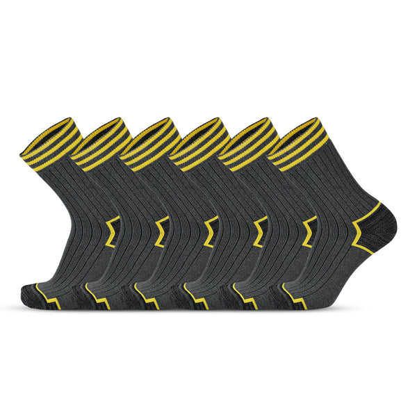 Men Sports Extra Cushioned Crew Dark Grey Socks (6 Pair)