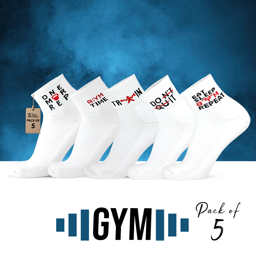 Sports GYM 2 Ankle Socks-White Pack of 5