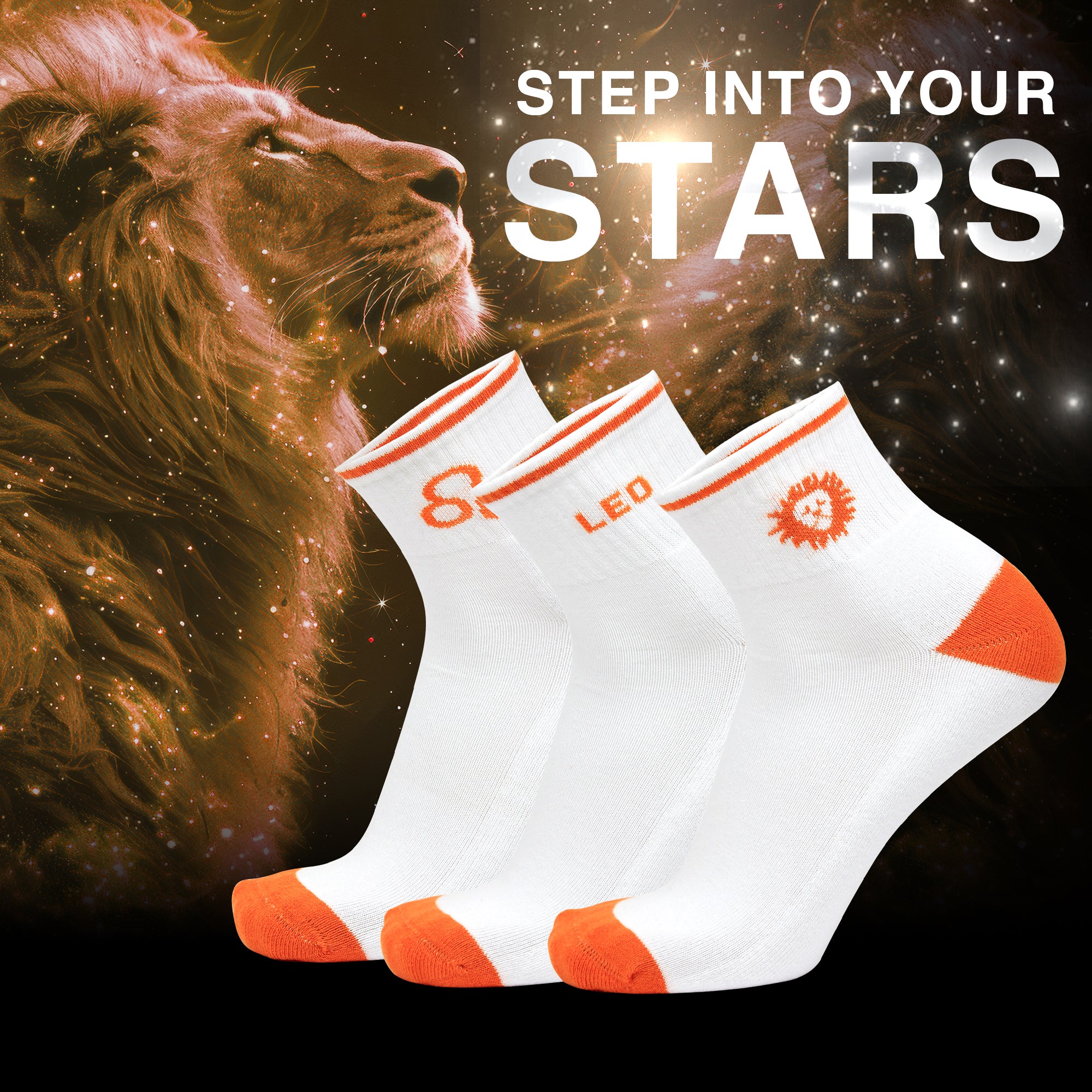 Design Leo Ankle Socks-White Base Pack of 3