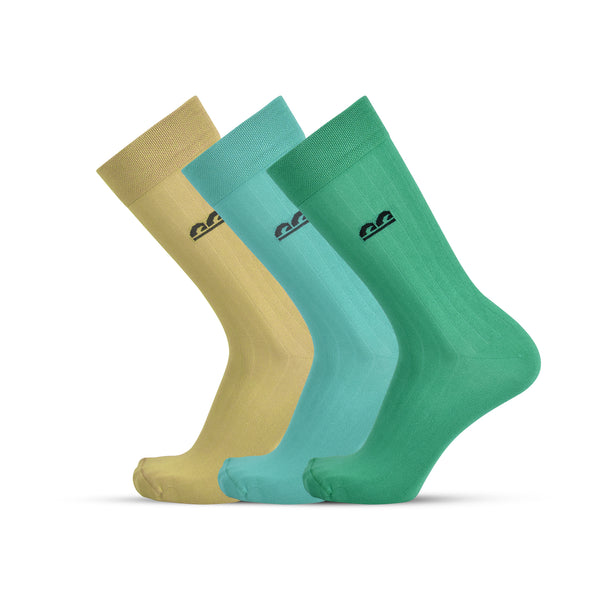Formal Design Crew Socks-Coastal Green Pack of 3