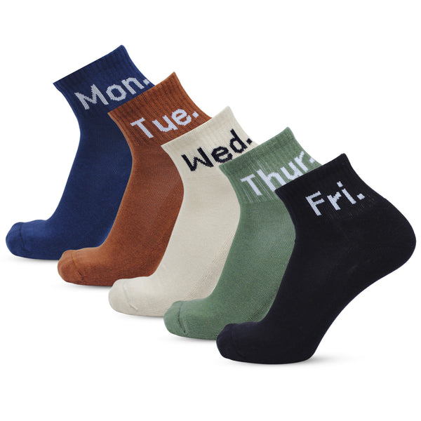Weekly Ankle Socks- Colored (5 Pair Combo)