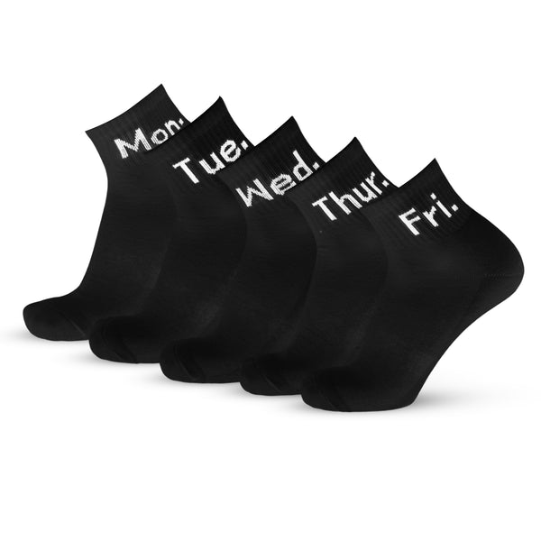 Weekly Ankle Socks- Black (5 Pair)