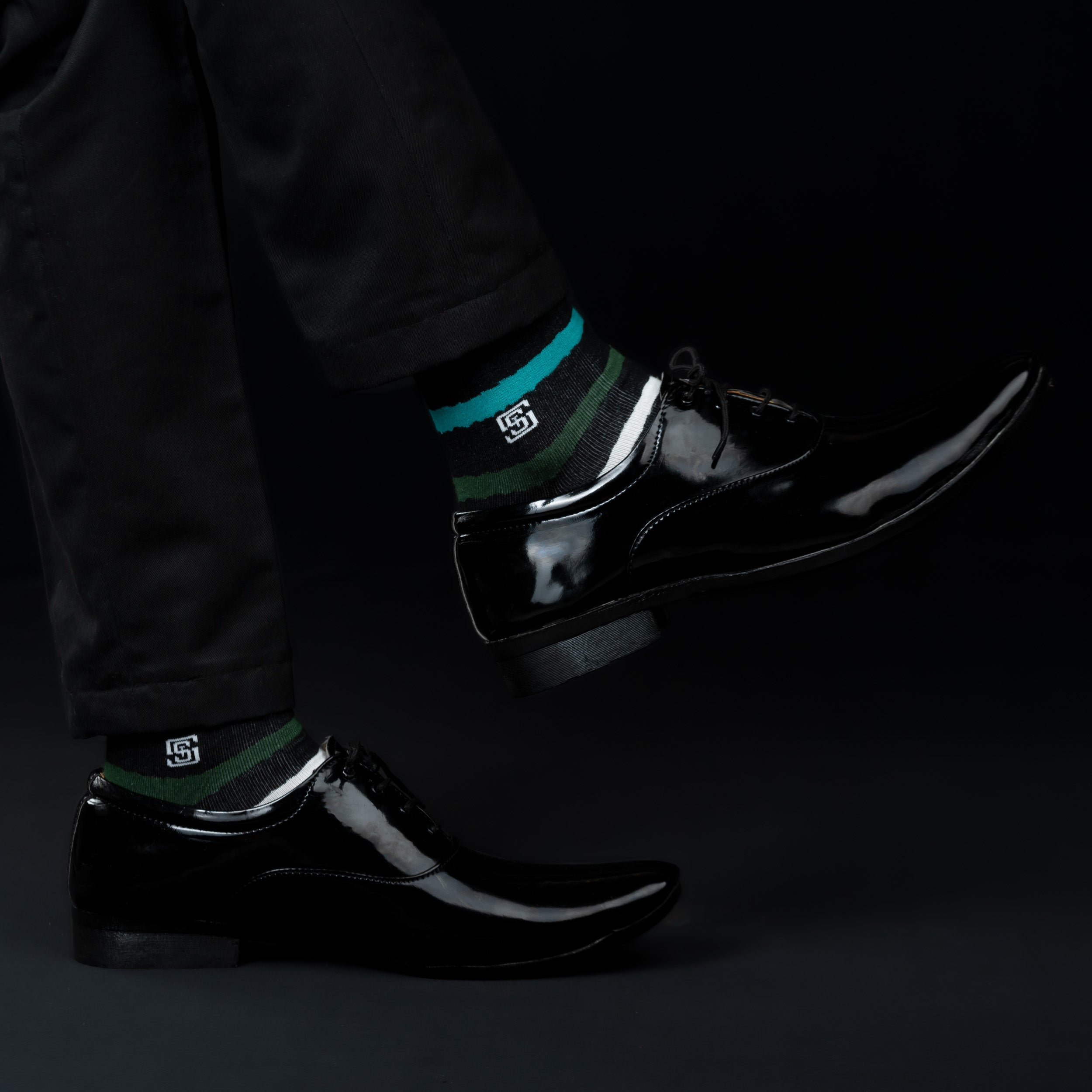 Design Multi Stripe Crew Socks-Black Pack of 1