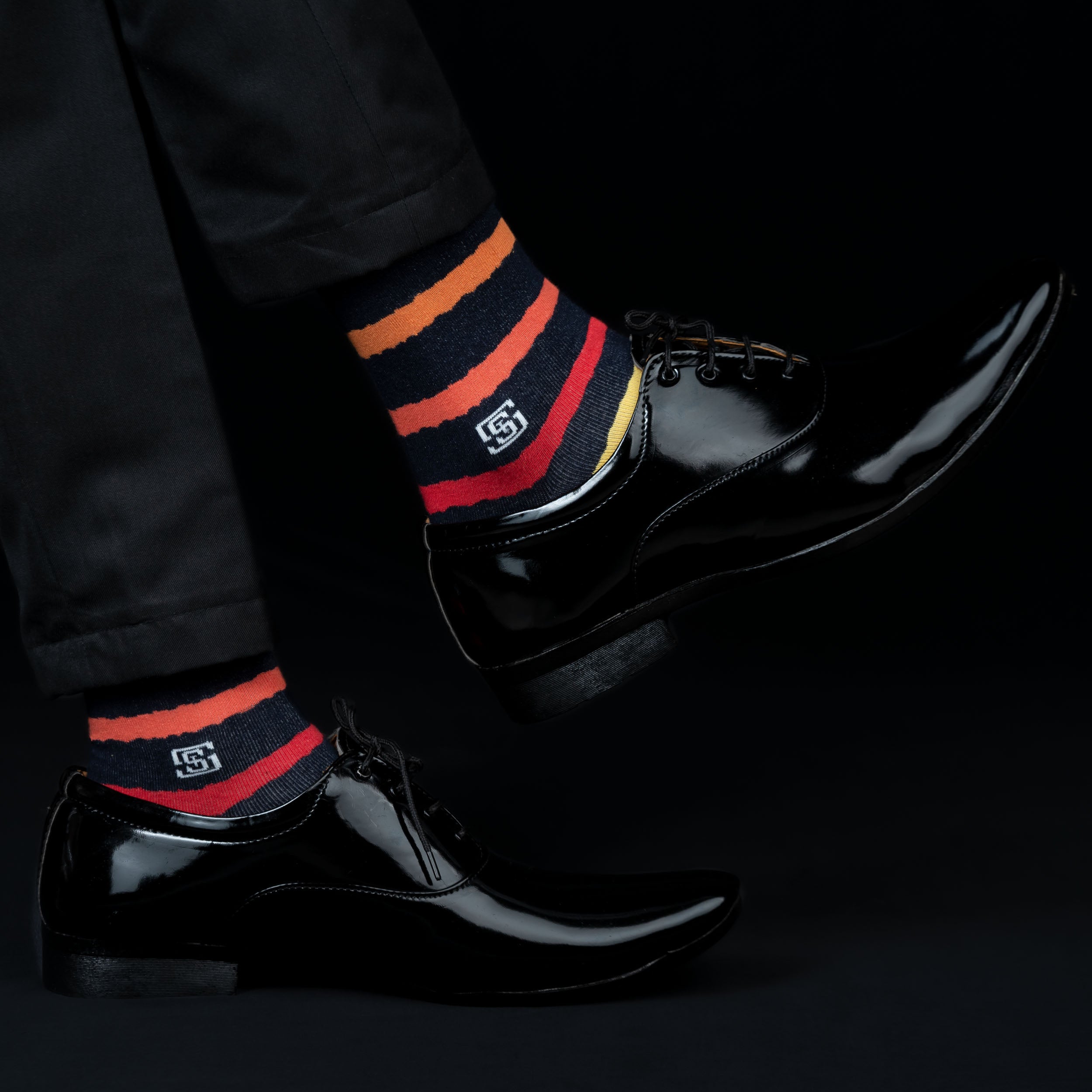 Design Multi Stripe Crew Socks-Blue Pack of 1